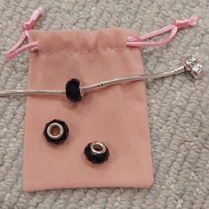 Black Hexagon Bracelet Charms